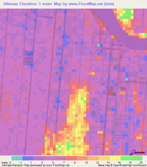 Alkmaar,Suriname Elevation Map