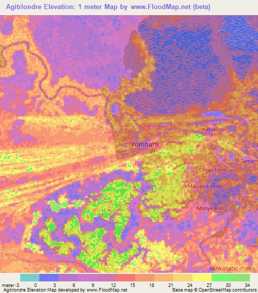 Agitriondre,Suriname Elevation Map