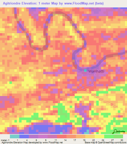 Agitriondre,Suriname Elevation Map