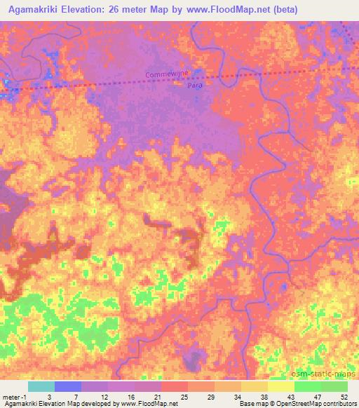 Agamakriki,Suriname Elevation Map