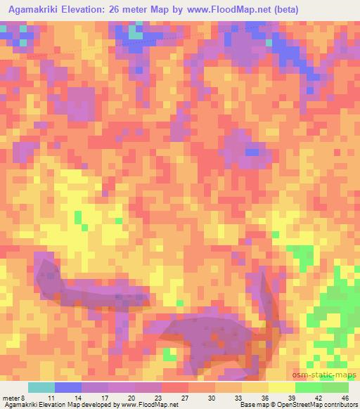 Agamakriki,Suriname Elevation Map