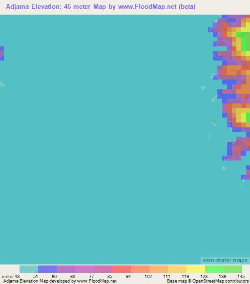 Adjama,Suriname Elevation Map