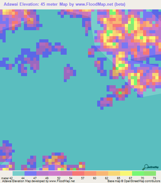 Adawai,Suriname Elevation Map