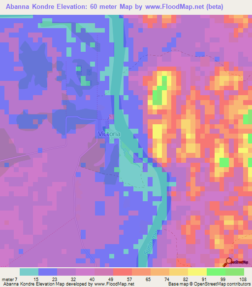 Abanna Kondre,Suriname Elevation Map