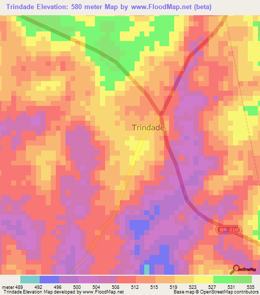 Trindade,Brazil Elevation Map