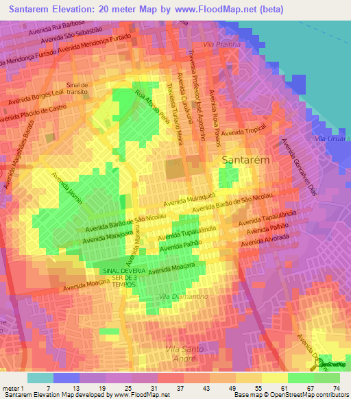 Elevation of Santarem,Brazil Elevation Map, Topography, Contour