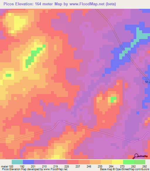 Picos,Brazil Elevation Map