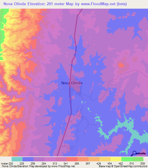 Nova Olinda,Brazil Elevation Map