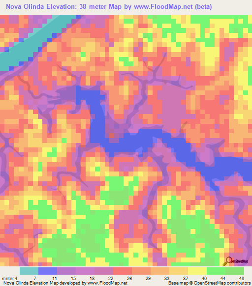 Nova Olinda,Brazil Elevation Map