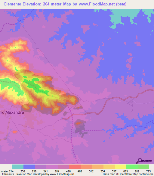 Clemente,Brazil Elevation Map