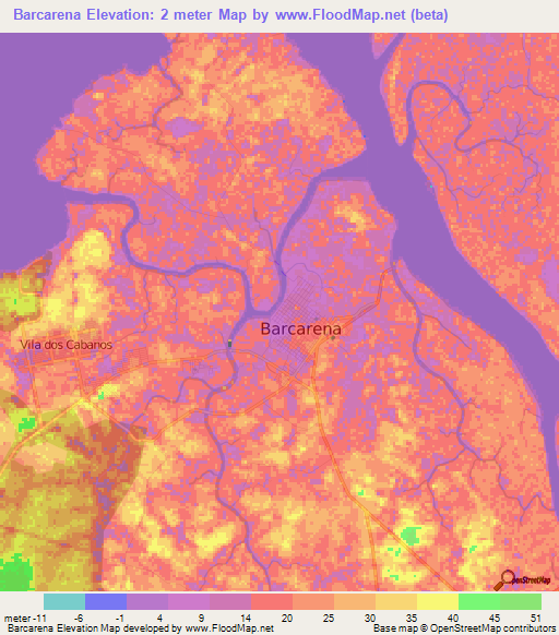 Barcarena,Brazil Elevation Map