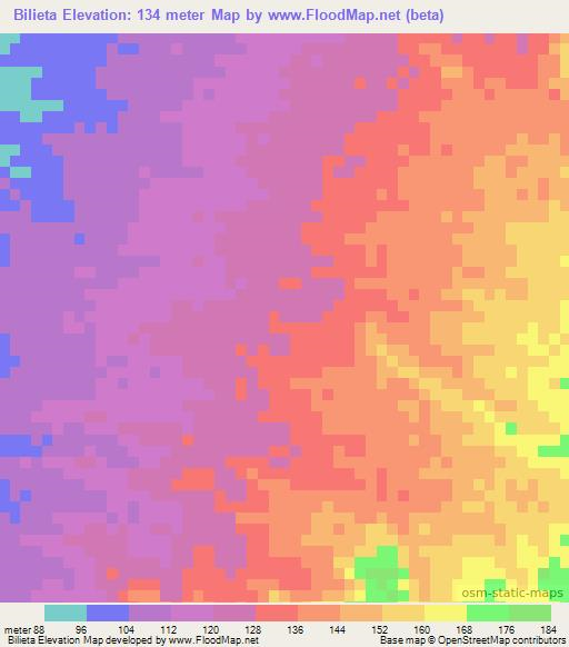 Bilieta,Eritrea Elevation Map