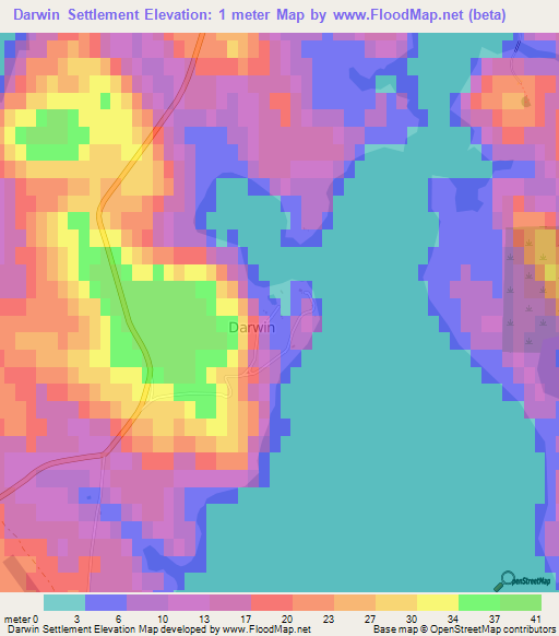 Elevation of Darwin Settlement,Falkland Islands Elevation Map ...