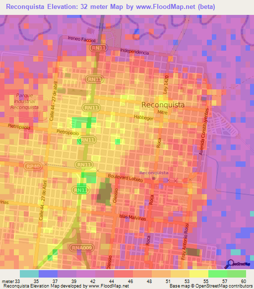 Reconquista,Argentina Elevation Map