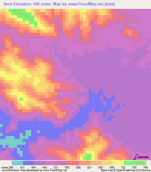 Aura,Eritrea Elevation Map