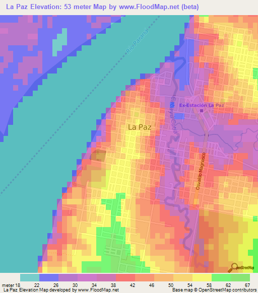 La Paz,Argentina Elevation Map