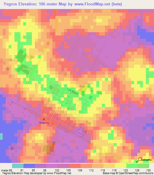 Yegros,Paraguay Elevation Map