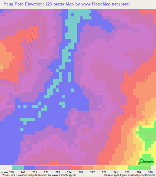 Ycua Pora,Paraguay Elevation Map