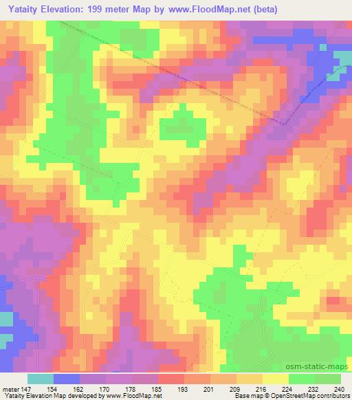 Yataity,Paraguay Elevation Map