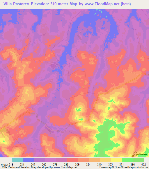 Villa Pastoreo,Paraguay Elevation Map