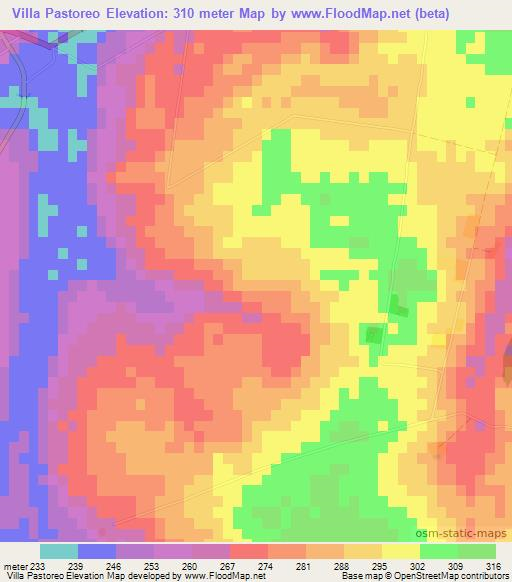 Villa Pastoreo,Paraguay Elevation Map