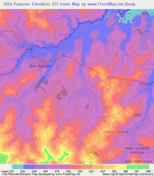 Villa Pastoreo,Paraguay Elevation Map