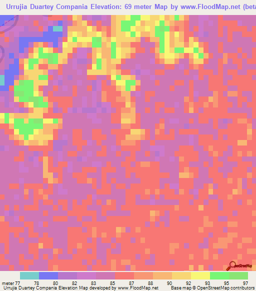 Urrujia Duartey Compania,Paraguay Elevation Map