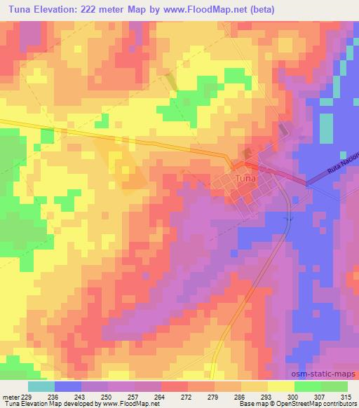 Tuna,Paraguay Elevation Map