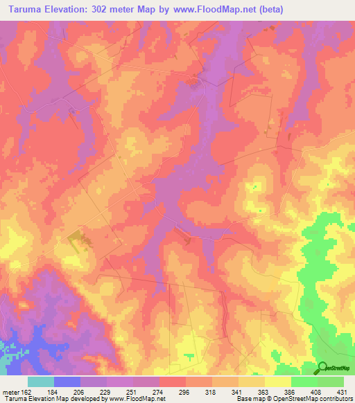 Taruma,Paraguay Elevation Map