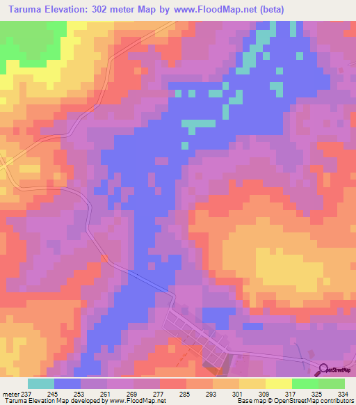 Taruma,Paraguay Elevation Map