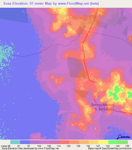 Sosa,Paraguay Elevation Map