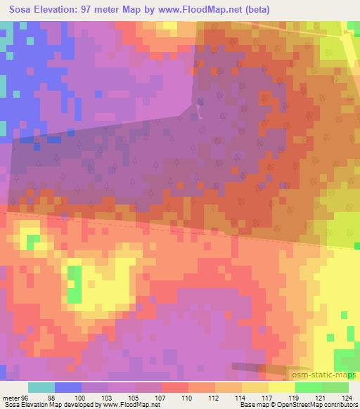 Sosa,Paraguay Elevation Map