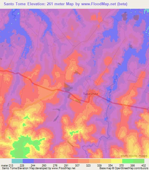 Santo Tome,Paraguay Elevation Map