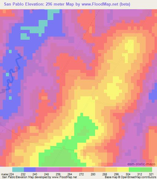 San Pablo,Paraguay Elevation Map