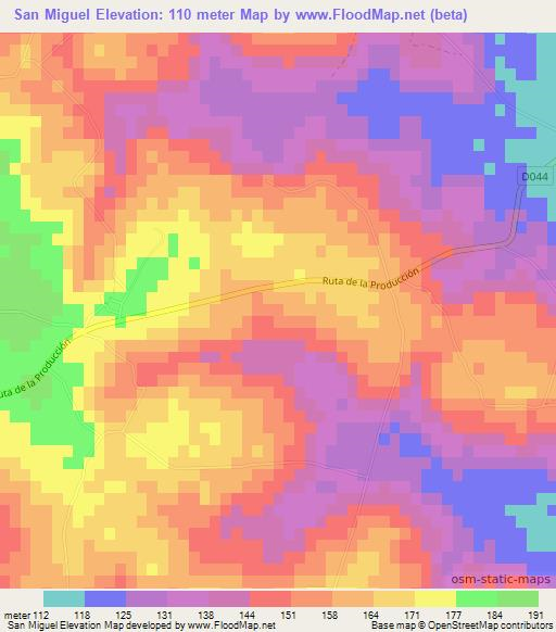 San Miguel,Paraguay Elevation Map