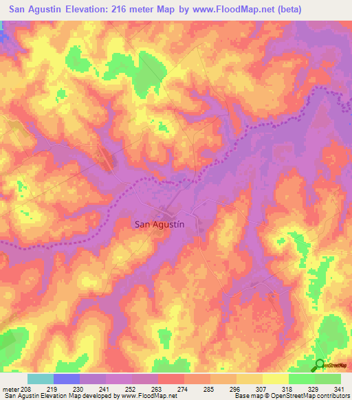 San Agustin,Paraguay Elevation Map