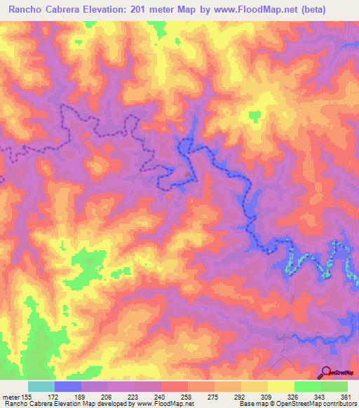 Elevation of Rancho Cabrera,Paraguay Elevation Map, Topography, Contour