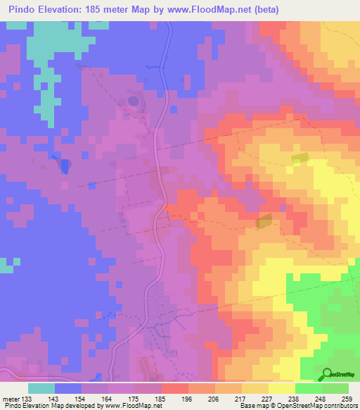 Pindo,Paraguay Elevation Map