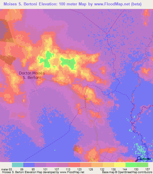 Moises S. Bertoni,Paraguay Elevation Map