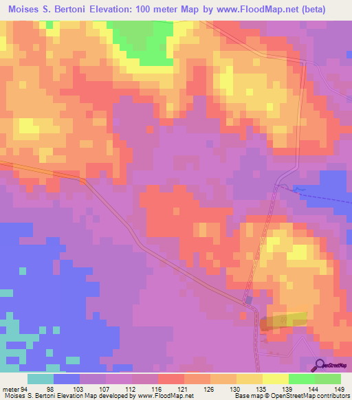 Moises S. Bertoni,Paraguay Elevation Map