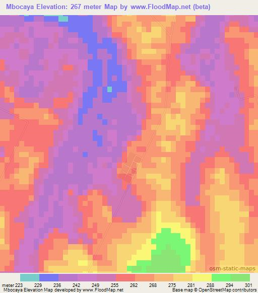 Mbocaya,Paraguay Elevation Map