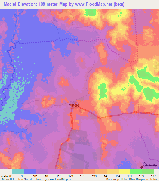 Maciel,Paraguay Elevation Map