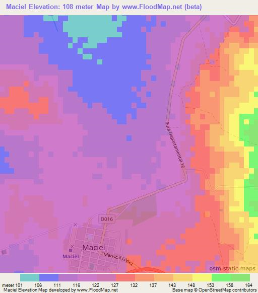 Maciel,Paraguay Elevation Map