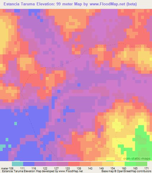 Estancia Taruma,Paraguay Elevation Map