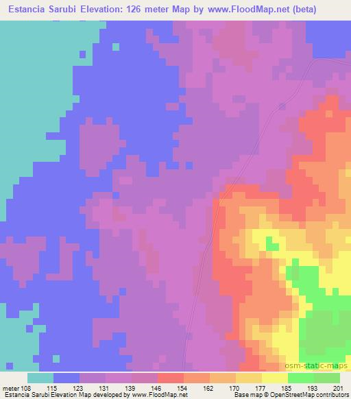 Estancia Sarubi,Paraguay Elevation Map