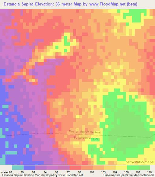 Estancia Sapira,Paraguay Elevation Map