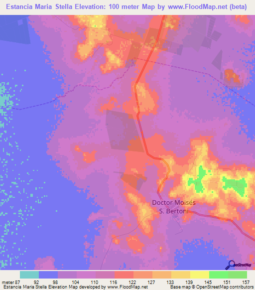 Estancia Maria Stella,Paraguay Elevation Map