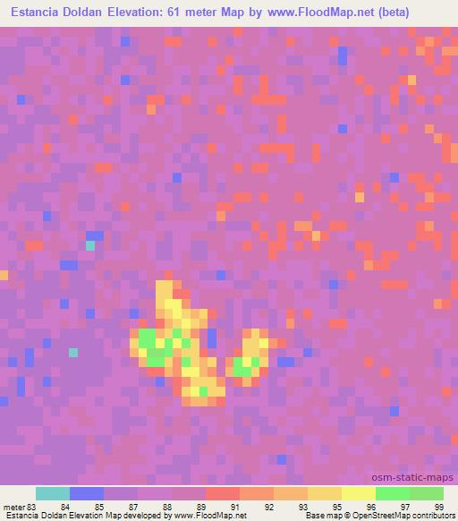 Estancia Doldan,Paraguay Elevation Map