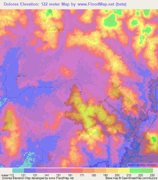 Dolores,Paraguay Elevation Map