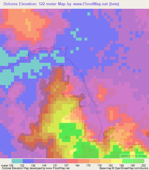 Dolores,Paraguay Elevation Map